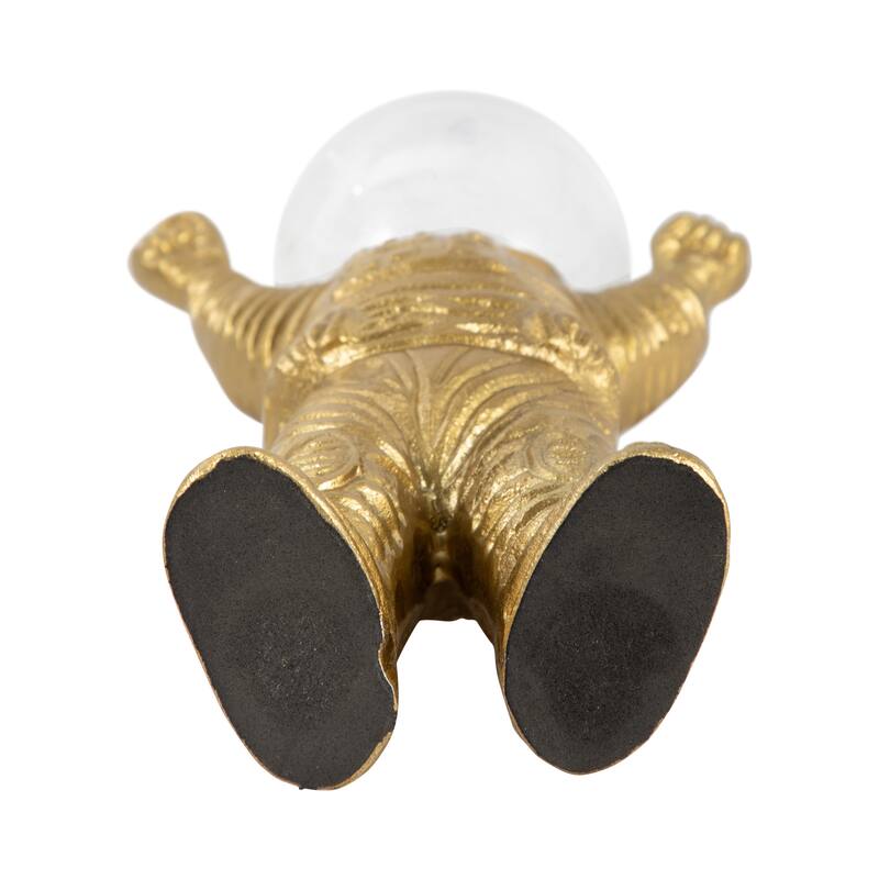 Decorative Metal Astronaut Figurine - Glass Orb Head - 9", Gold - 9.0"