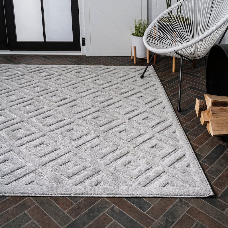 JONATHAN Y Ankara Neutral Diamond Trellis Indoor/Outdoor Area Rug