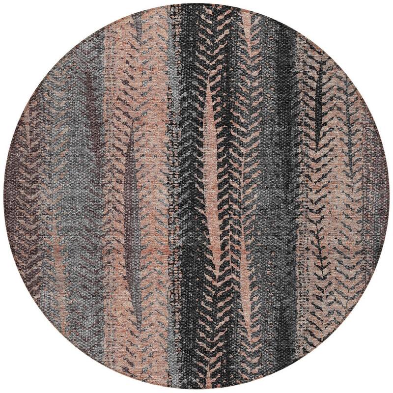 HomeRoots Botanical Leaves Transitional Rectangle Outdoor Rug