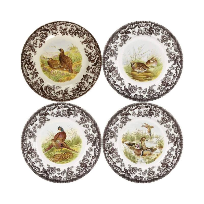 Spode Set of 4 Woodland Canape Plates - 6.5 Inch - 6.5 Inch - Assorted Birds Motifs