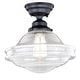 preview thumbnail 5 of 4, Huntley Oil Rubbed Bronze Farmhouse Semi Flush Mount Ceiling Light with Clear Glass - 12-in W x 11.75-in H x 12-in D
