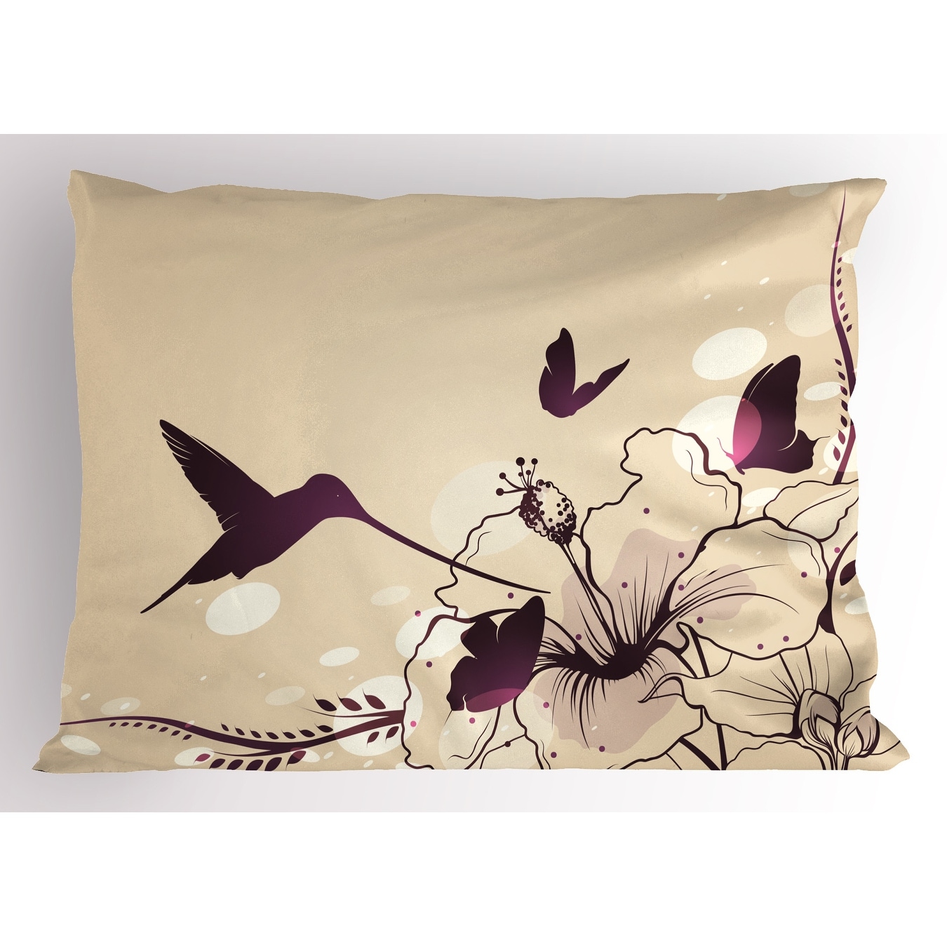 Ambesonne Birds Pillow Sham Decorative Standard Queen Size Printed Pillowcase Pale Peach and Purple