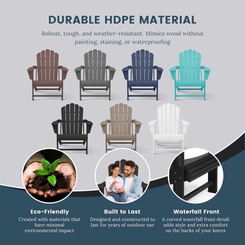 Aderson Outdoor Poly Adirondack Chair with Cupholders (Set of 2)