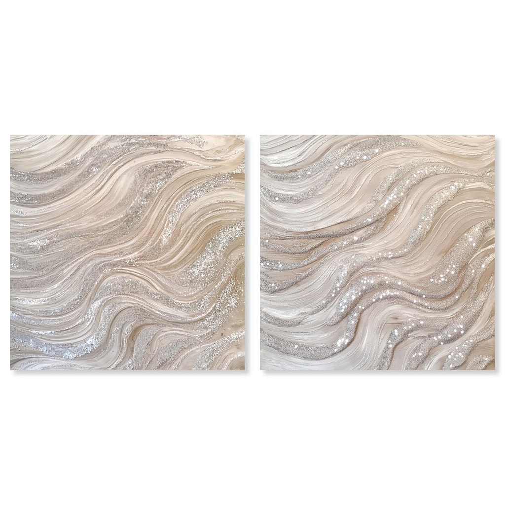 Silver Waves Set Canvas Set of 2 by Art Remedy, Gallery Wrapped