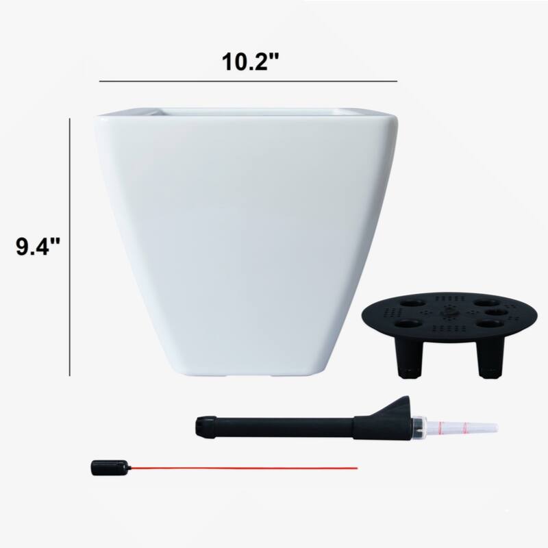 2-Pack Smart Self-watering Planter Pot for Indoor and Outdoor - White - Square Cone