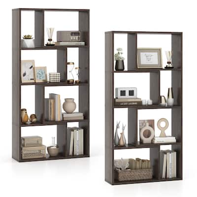 Gymax 4-Tier Geometric Bookshelf 48''/120 CM High Bookcase Modern