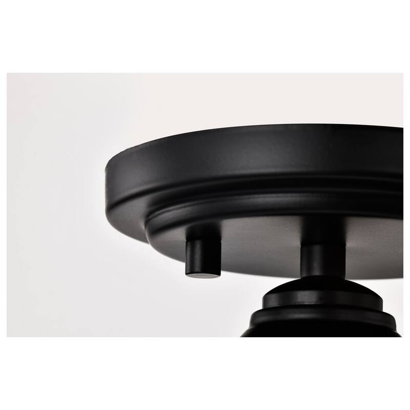 Russel - 10 Inch Semi Flush Mount - Matte Black with Satin White Glass