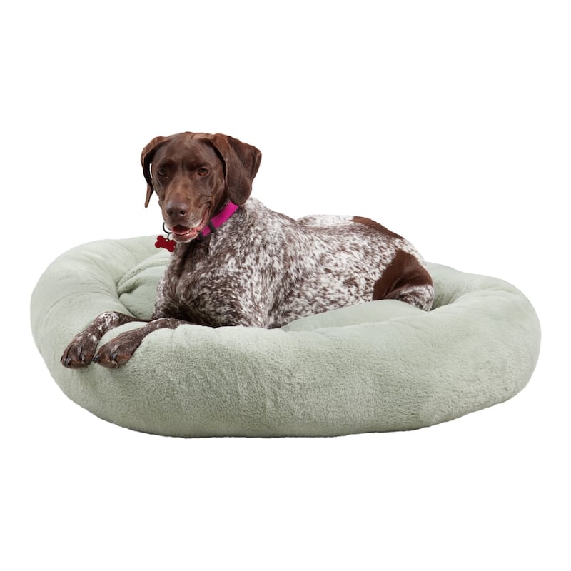 Ryder Faux Fur Cuddler Donut Bed - Pistachio - Large - 40" x 36"