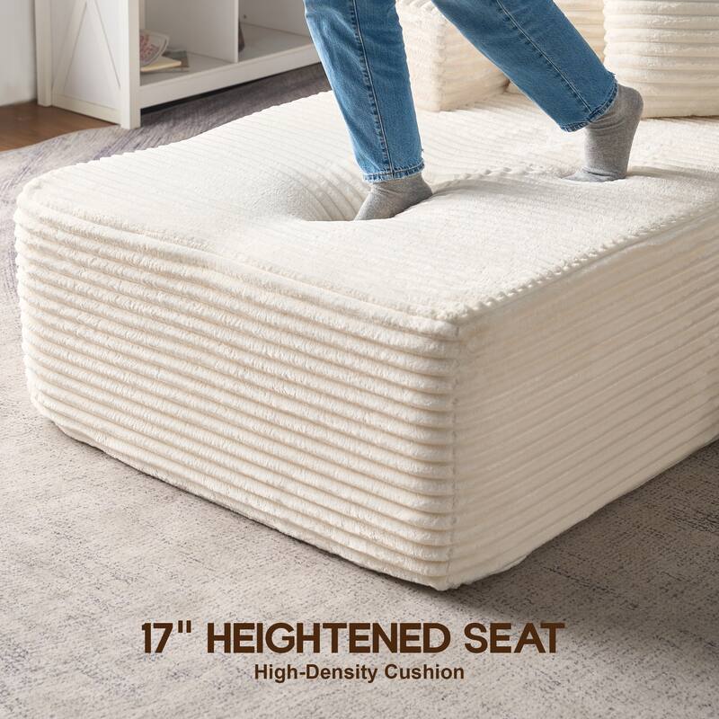 OVIOS All-Foam Cloud L-Shaped Lounger Sofa​ ​​With Ottoman​