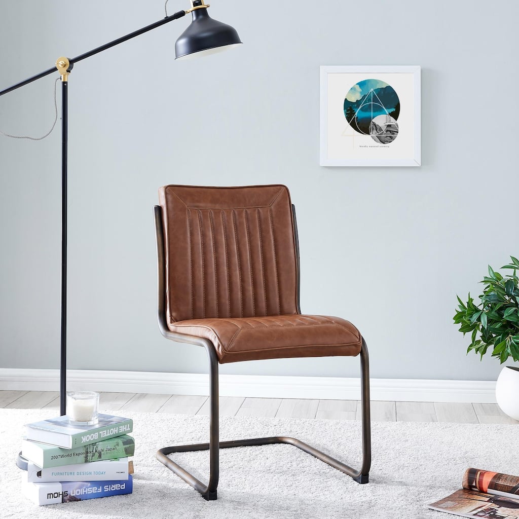 NPD Furniture Cooper Faux Leather Chair Rubber Gold Frame (Set of 2)