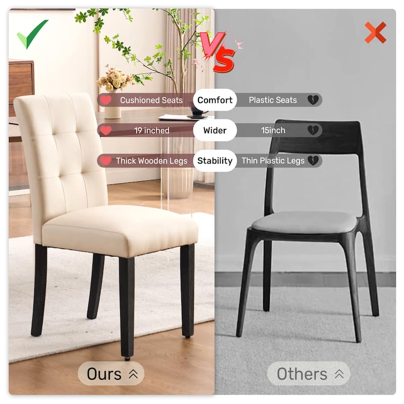 FERPIT Faux Leather Tufted Upholstered Dining Chairs Set of 2 - 17.5"W x 23"D x 36.5"H