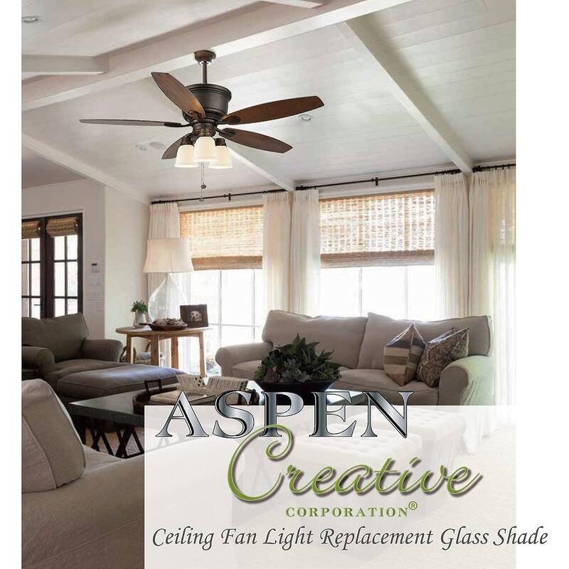 Aspen Creative 23114-3 Transitional Clear Ceiling Fan Replacement Glass Shade,2-5/8"Fitter,3-5/8"Dia. x 5-1/8"Height,3 Pack