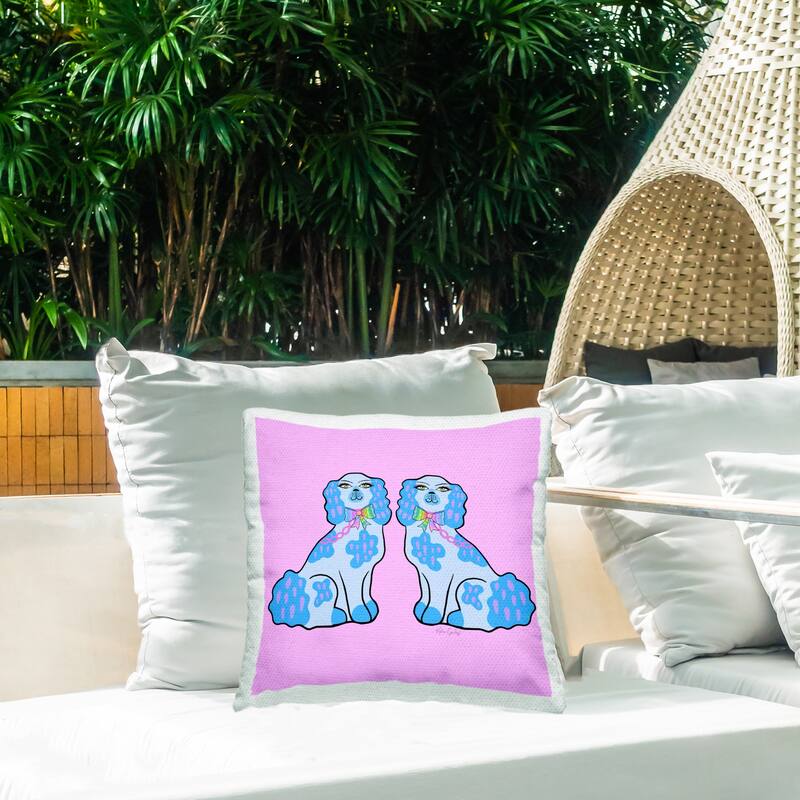 Stupell Blue Posh Poodles Printed Outdoor Throw Pillow Design by Katie Conley