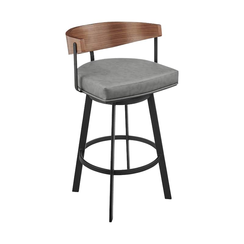 Lacey Mid-Century Swivel Bar Stool, Upholstered Counter Height Chair with Iron Frame