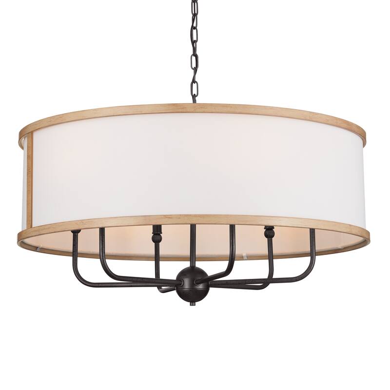 Kichler Lighting Heddle 30 inch 6-Light Chandelier Anvil Iron and Beech