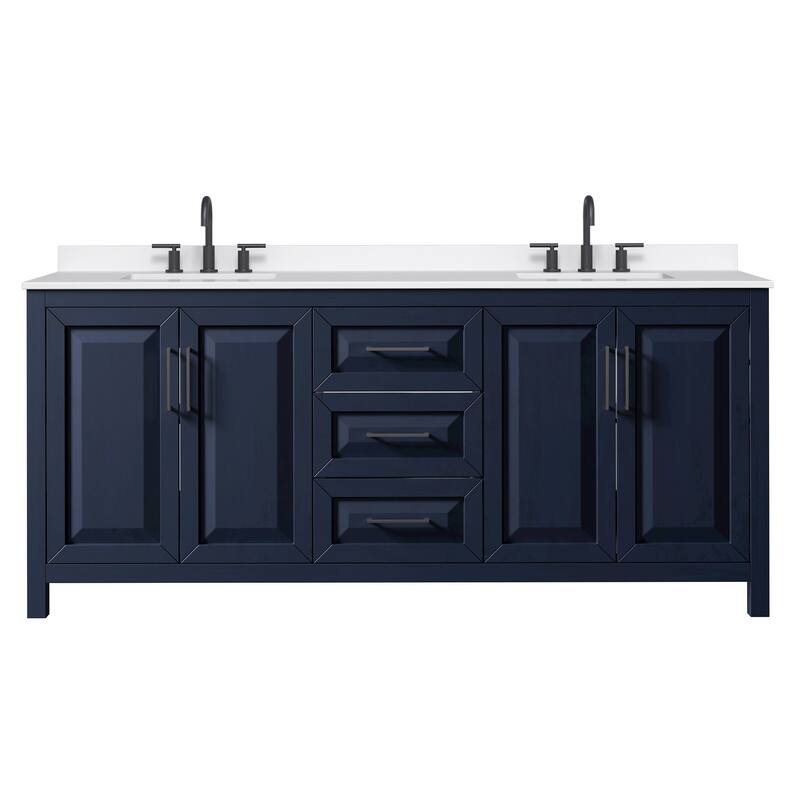 Daria 80-inch Double Vanity, 3 Hole Quartz Top