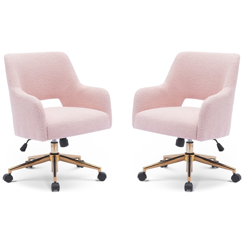Boucle Upholstered Office/ Desk Chair - Swivel/ Adjustable Height (Set of 2)