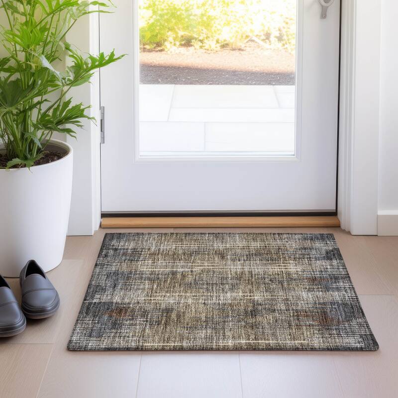 Premium Washable Super Soft Transitional Stripes Mayfield Rug - Taupe - 1' 8" x 2' 6" - Rectangle