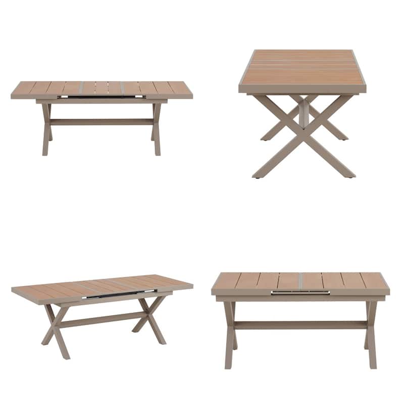 Outdoor Plastic Wood Chairs Set with Six Chairs and a Table (Set of 7)