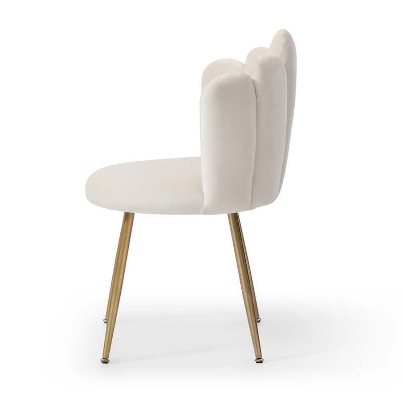 Modern Velvet Dining Chairs Set of 2,Upholstered Woven Dining Chair with Golden Metal Legs,for Dining Room, Kitchen