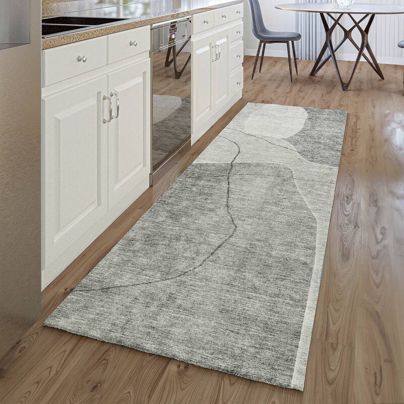 Premium Washable Super Soft Abstract Mod Mayfield Rug - Gray - 2' 3" x 7' 6" - Runner