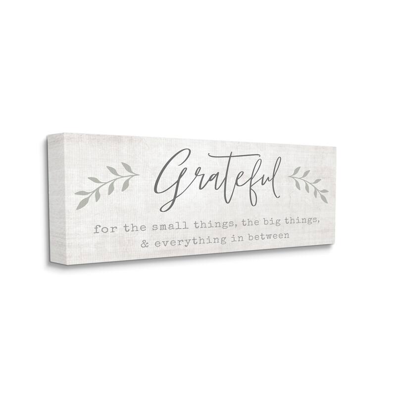 Stupell Uplifting Gratitude Phrase Botanical Sprig Typography Canvas Wall Art, Design by Natalie Carpentieri