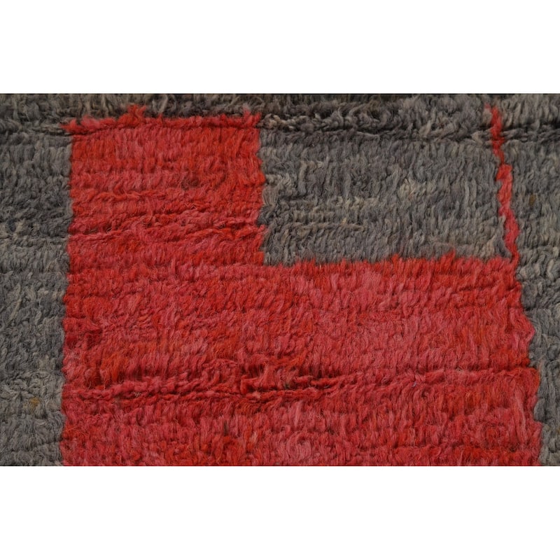 Moroccan Oriental Area Rug Hand-Knotted Grey Wool Carpet - 8'0" x 10'7"