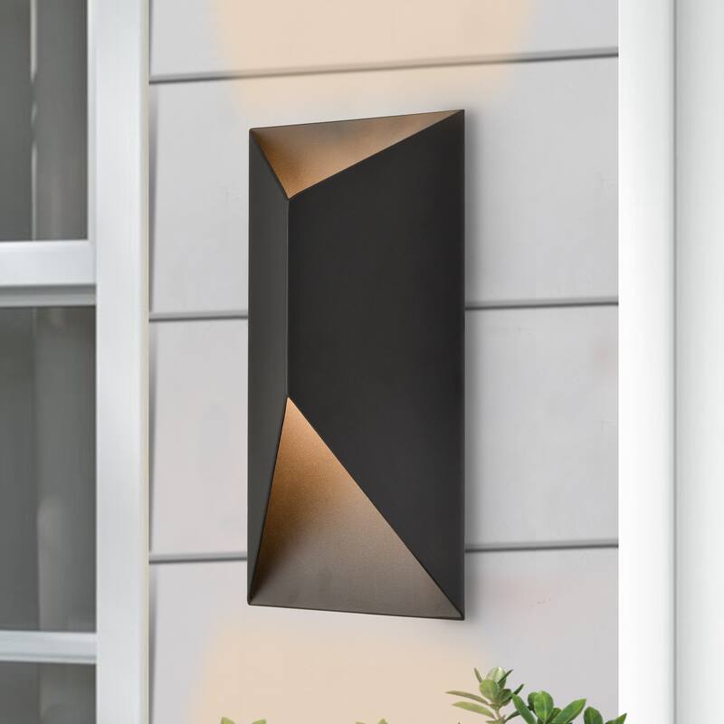C Cattleya 2-Light Modern Matte Black Integrated LED Outdoor Wall Light - W6"xD4"xH12"