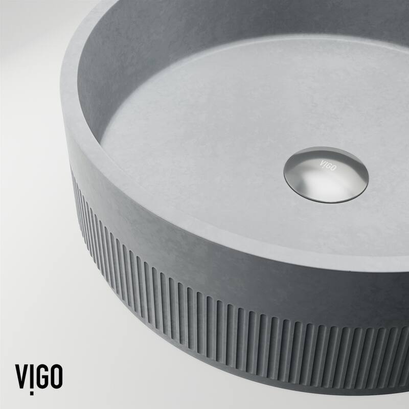 Vigo VG04072 Cypress 16" L x 16" W x 5" H Circular Concrete Vessel