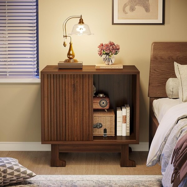 Chic MDF End Side Table with Open Shelf for Living Room - Bed Bath