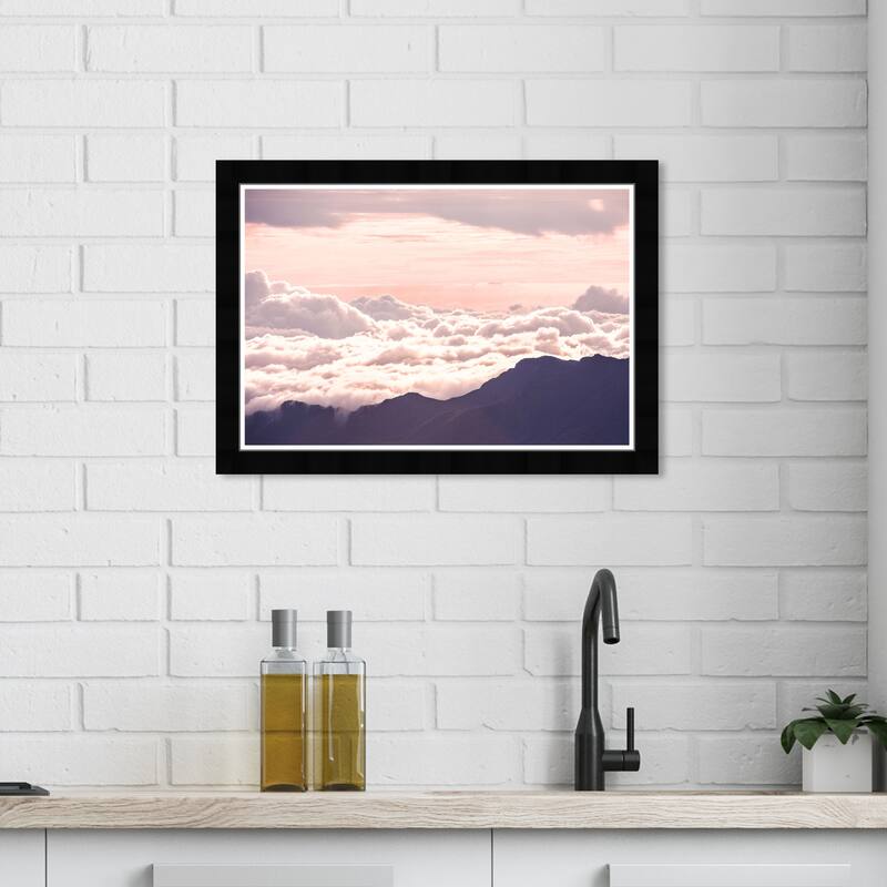 Wynwood Studio Prints Nature and Landscape Over the Hillside Pink and Modern & Contemporary Wall Art Canvas Print - Black