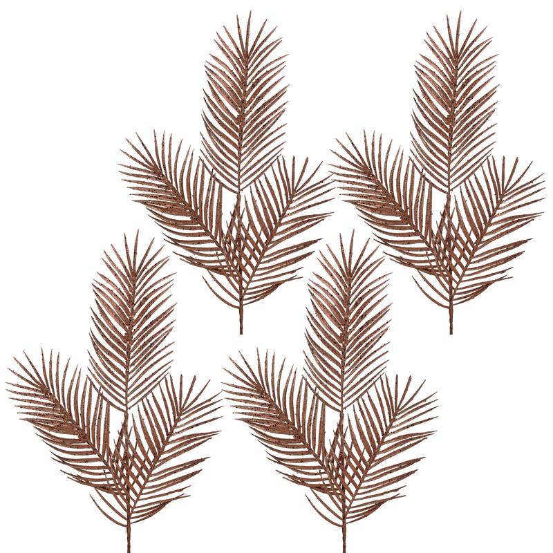 34" Glitter Mica Triple Palm Leaf Spray
