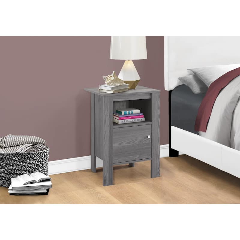 Contemporary 24" Wood Rectangular End Table with Shelf and Cabinet Modern Living Room Nightstand - 17.25"L x 14"W x 24.25"H