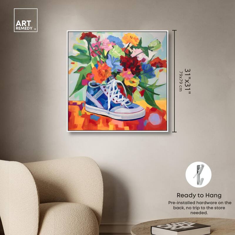 Colorful Sneaker Bouquet Canvas by Art Remedy