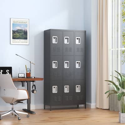 72"H Metal Lockers With 9 Door,Storage Cabinet With Lock for Employees,School,Gym