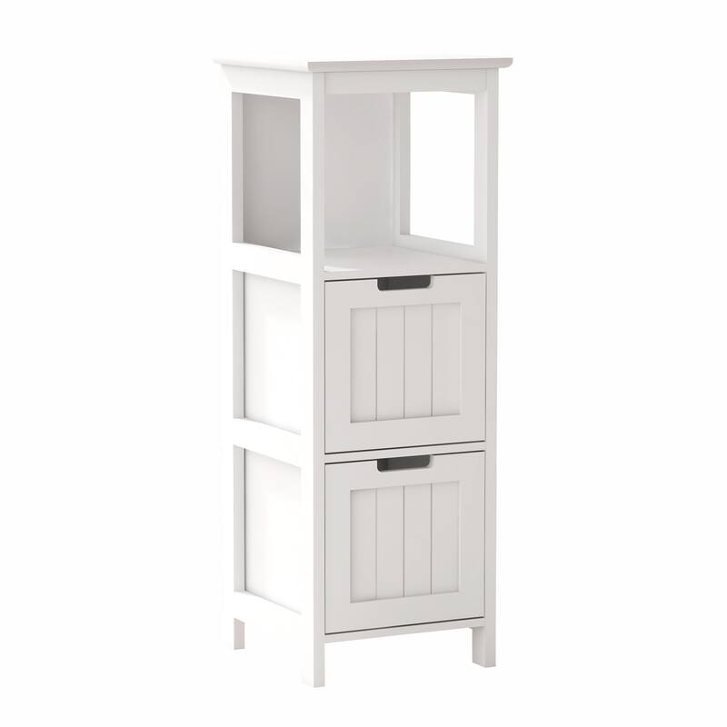 Anmytek Narrow Farmhouse Bathroom Storage Cabinet with Shelves Open and Closed Small Space Organizer
