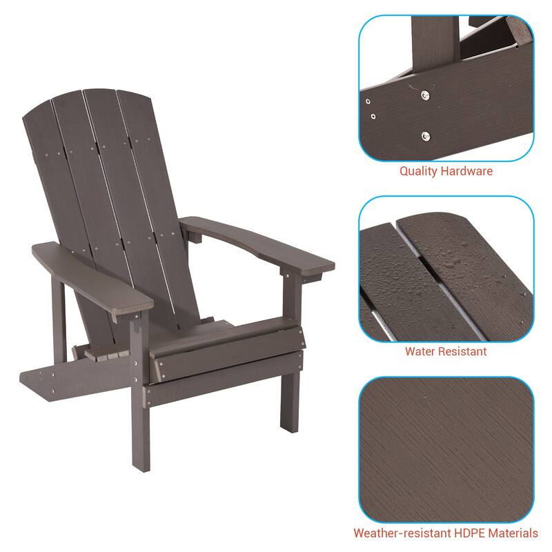 BONOSUKI Patio Adirondack Chair w/Cupholder,Weather Resistant-Set of 4