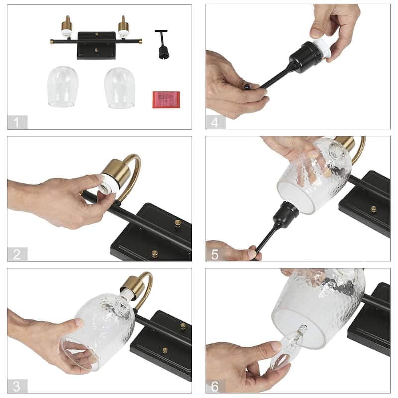Modern 1/2/3/4-Light Bathroom Vanity Light Black Gold Wine Glass Wall Sconces