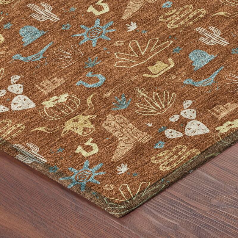 Machine Washable Indoor/ Outdoor Cowboy Ranch Chantille Rug