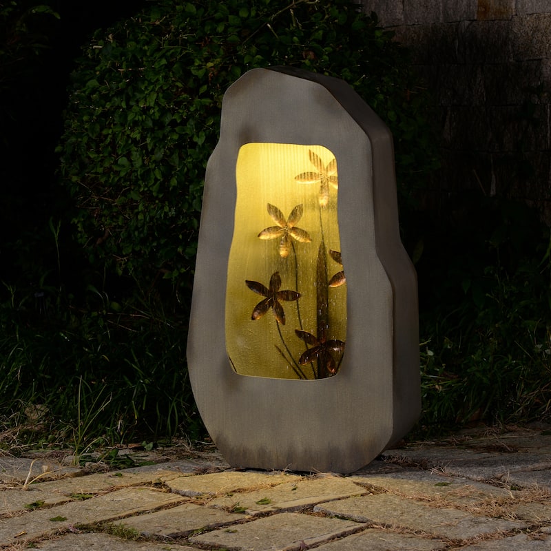 LED Lighted Outdoor Garden Water Fountain - 38.5" - Warm White