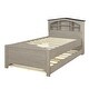 preview thumbnail 11 of 12, Gray Twin Size Wood Platform Bed with House-Shaped Headboard and Trundle