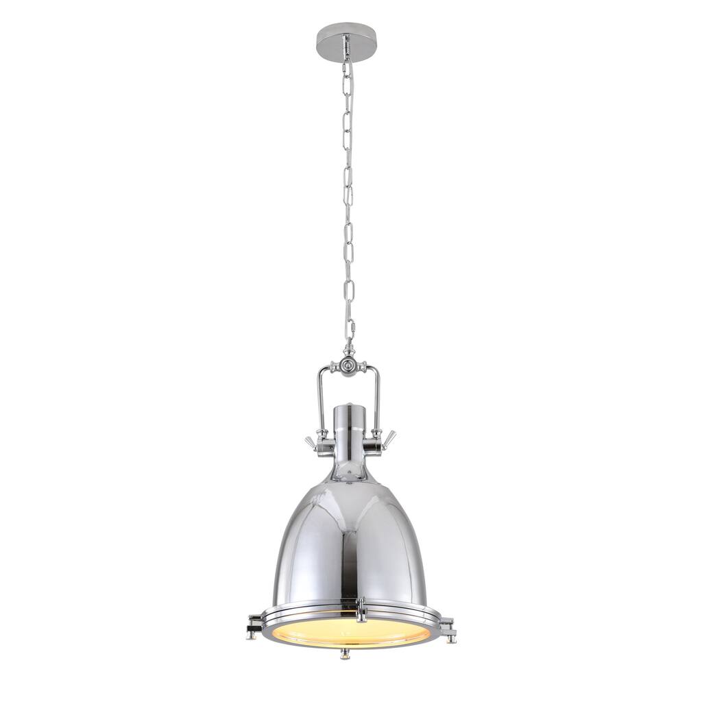 Pendant Light - Chrome Hanging Ceiling Fixture with Crystal Accents - Modern Interior Lighting - 9.5