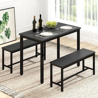43 Inch Modern Space Saving Dining Table Set with 2 Benches, Adjustable ...
