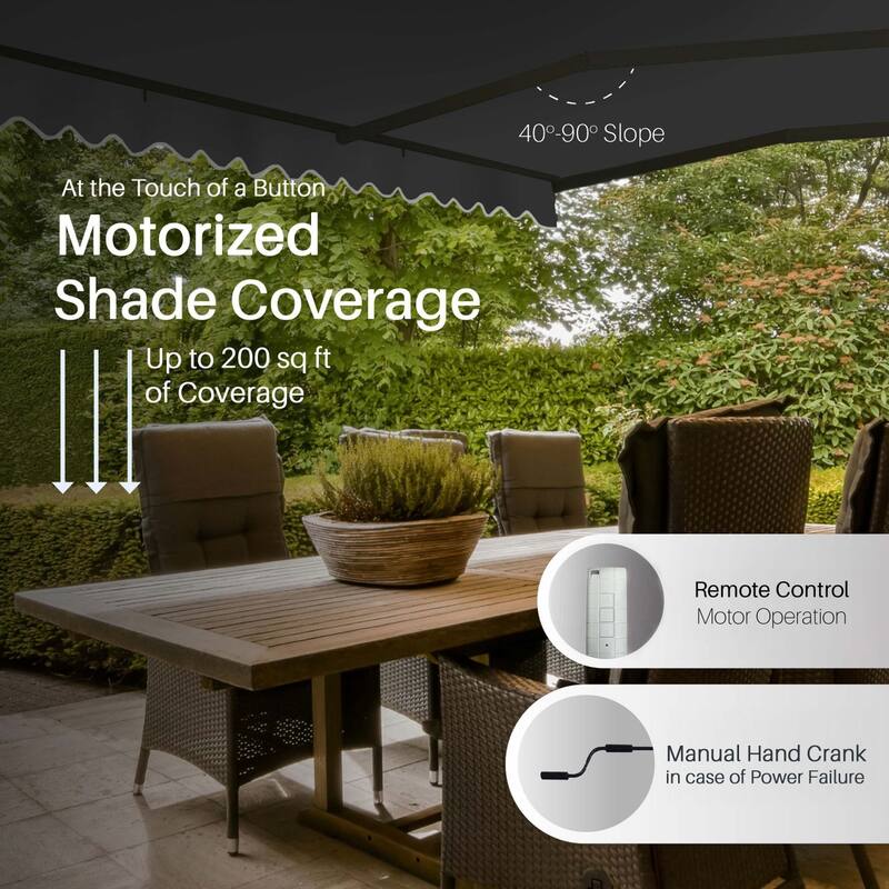 ALEKO Caribbean Motorized Retractable Patio Awning - Black Frame - Onyx Black - 20 x 10 Feet
