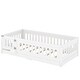 preview thumbnail 8 of 10, Teens, Child Bedroom Floor Bed with Slats, Solid Wood Bedframe, Heightened Safety Guardrails and Door, Twin Size, White