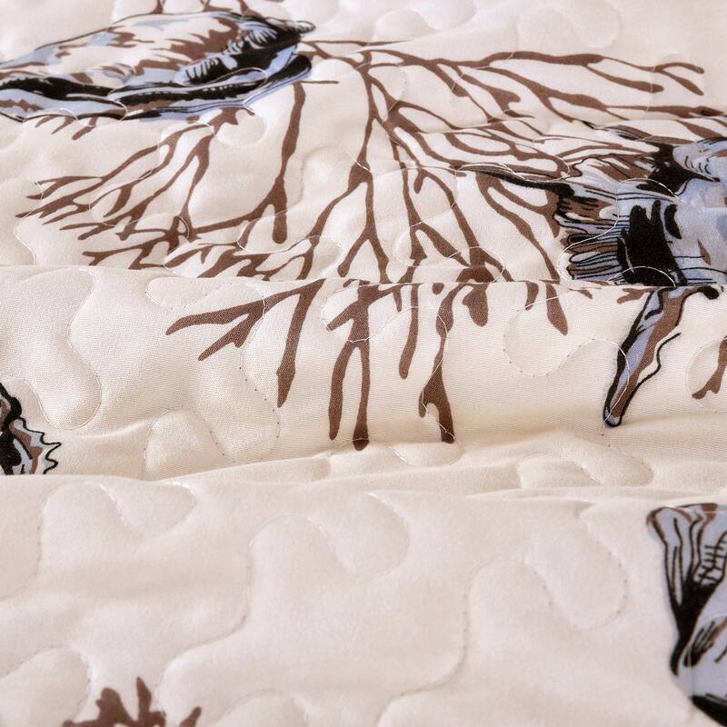 3 Piece Retro Printed Reversible Quilt Set