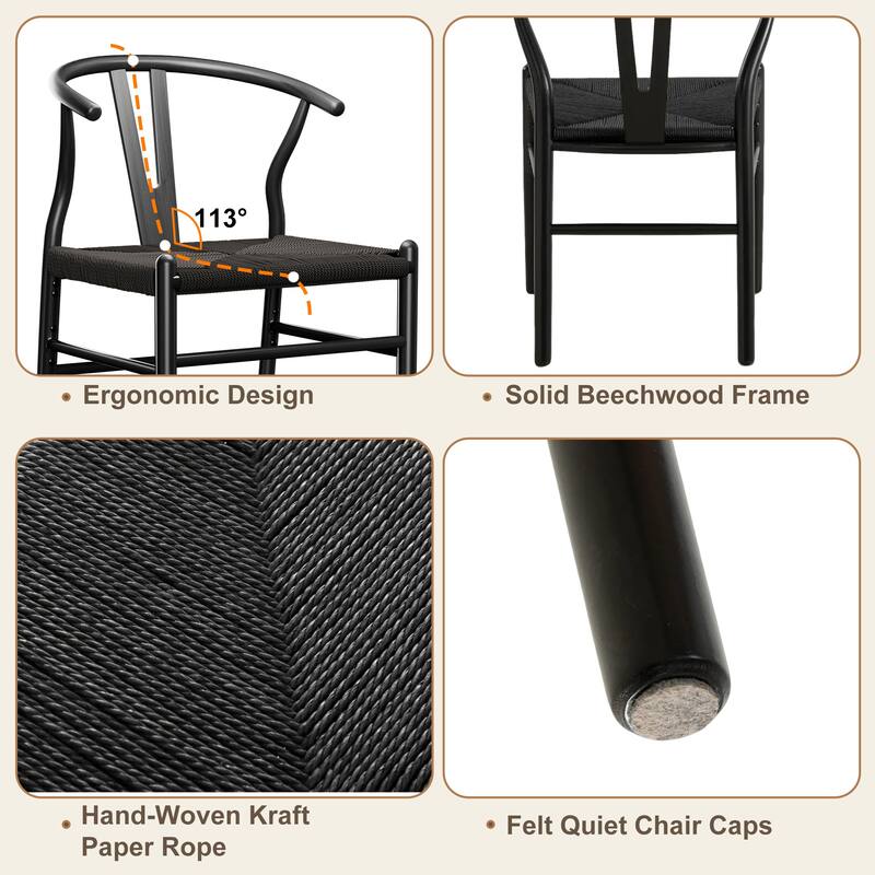 Set of 2 Handwoven Boho Dining Chairs