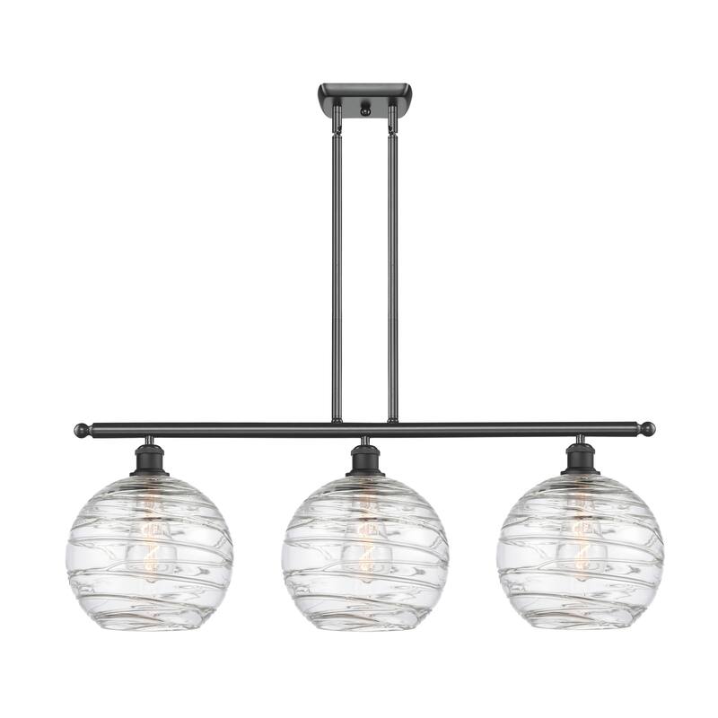Innovations Lighting 516-3I-13-37 Athens Linear Athens 3 Light 37" - Matte Black / Clear Deco Swirl