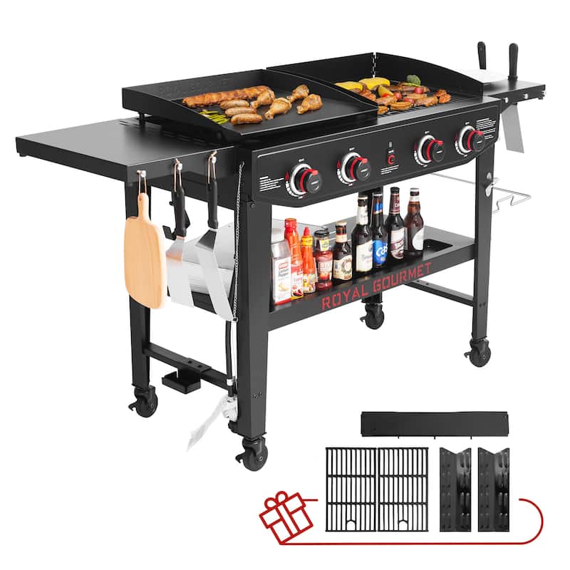 Royal Gourmet 4-Burner Gas Grill and Griddle Combo Black