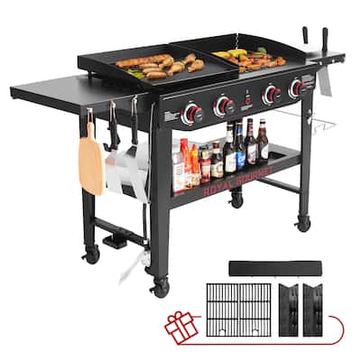 Royal Gourmet 4-Burner Gas Grill and Griddle Combo Black